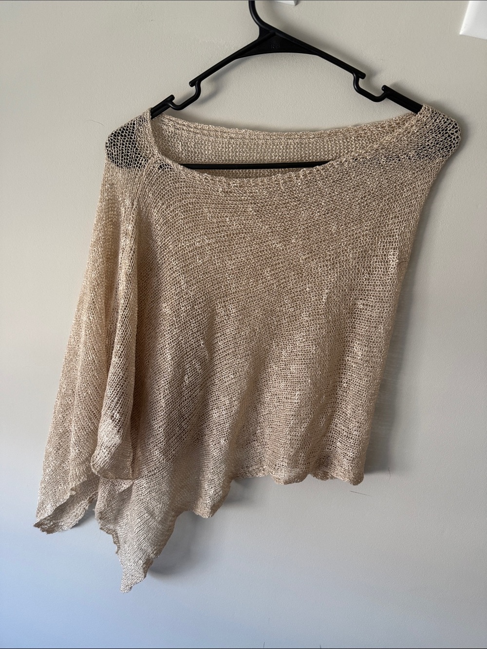 SHEIN Beige Open-Weave Off-the-Shoulder Sweater